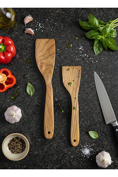 Krb Ahsap ملعقة خشبية، طقم ملاعق طبيعية مصنوعة يدويًا من قطعتين
