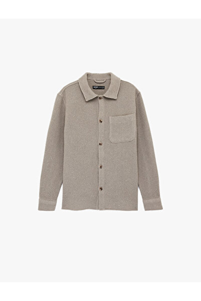 Koton Regular Fit Pocketed Waffle Textured Classic Collar Buttoned Long Sleev...