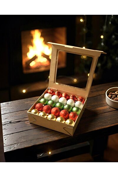 PARTİ SEPETİ Χριστουγεννιάτικο Δέντρο Πολυτελές Στολίδι Μπάλας 8 εκ. 50 Τεμάχια