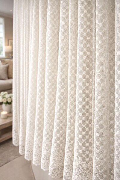 VANESSA PERDE Etek Dilimli Dantel Oturma Odası, Yatak ve Salon'a Uyumlu 1x3 S...