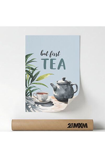 21mxm Poster 'But first Tea' On Matte Canvas – Minimalist Design, A4 (21 x 29...