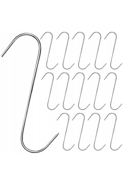 zola Set de cârlige tip S, 15 bucăți, pentru agățarea cărnii, 15 cm