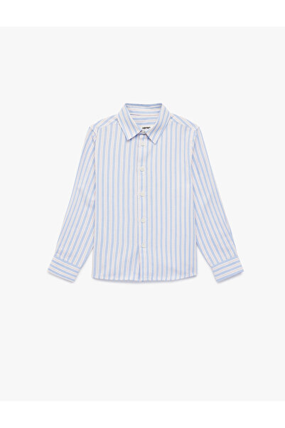 Koton Памучна риза с дълъг ръкав и раирана яка