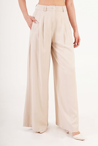 LOKADI Pantaloni largi plisați de damă