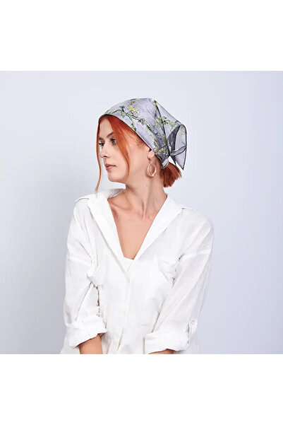 SİLKWORM LİFE Van Gogh Almond Tree Patterned 100% Silk Bandana Scarf 55X55 cm...