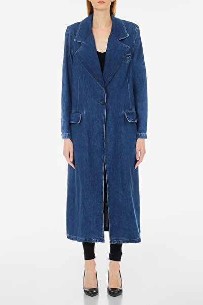 liu.jo Koyu Mavi Uzun Denim Palto