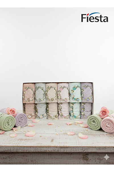 Fiesta Tekstil Analı Kızlı Liza Bambu 12 Parça Havlu Seti