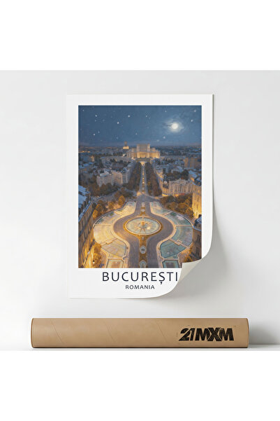 21mxm Poster 'City-Bucharest 03' On Matte Canvas – Minimalist Design, 30 x 40...