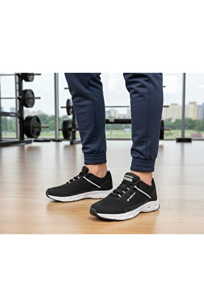 Wickers Мъжки черни спортни обувки за ходене и бягане, дишащи маратонки от мрежа