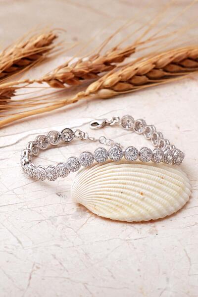 Sümer Telkari 5 mm Elmas Montürlü 925 Ayar Gümüş Bileklik