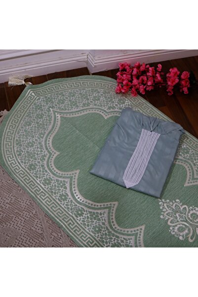 ssd طقم صلاة فاخر - سجاد صلاة مبطن مع شرشف صلاة ناعم وفضفاض (خامة ملكية)