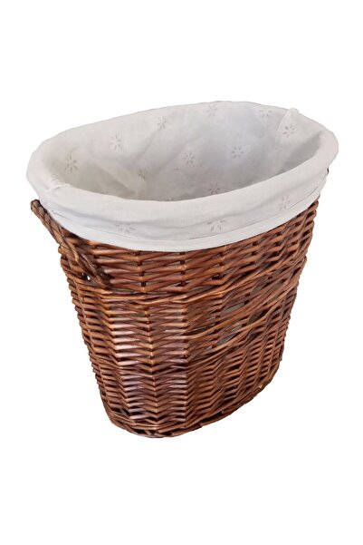 Bosphorus Wicker Basket Oval Shape with Fabric Inside Brown 36X36X26 cm