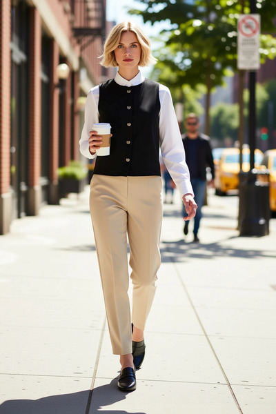 BENERLY Women's Crew Neck Zero Sleeve Knitted Scuba Crepe Fabric Regular Cut ...