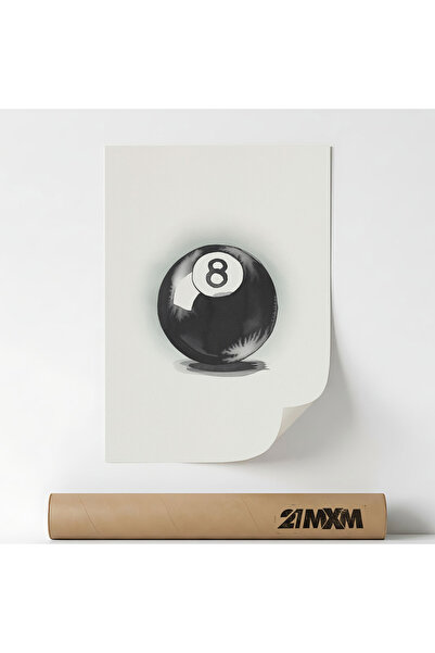 21mxm Poster 'Biliard Nr 8 v2' Pe Panza Mata – Design Minimalist, A3 (29.7 x ...