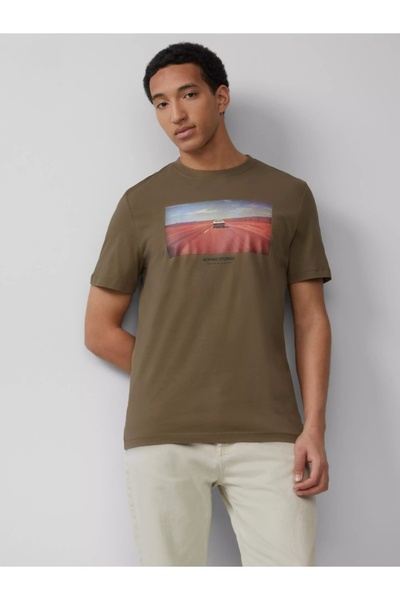 s.Oliver Tricou bărbătesc cu imprimeu foto, croială regulată, maro