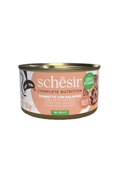 Schesir طعام قطط رطب بنكهة التونة مع السلمون في الهلام. 85غ