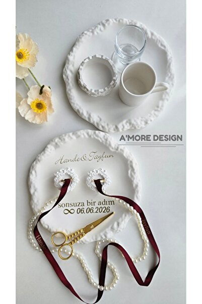 AmoreDesign Nişan Tepsi Seti, Söz Tepsisi, El Yapımı Nişan Tepsi Seti | Gold