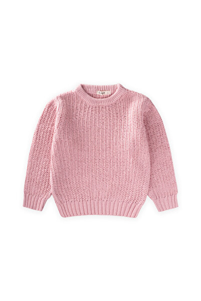 Cigit Crew Neck Thessaloniki Knitwear Sweater 2-8 Years Powder Pink