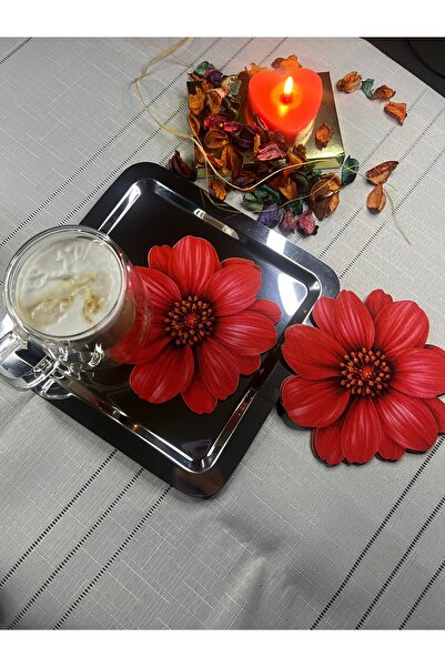 MİNOZA Color of Love Series Red Poppy Design Digital Printed Laser Cut Cockta...