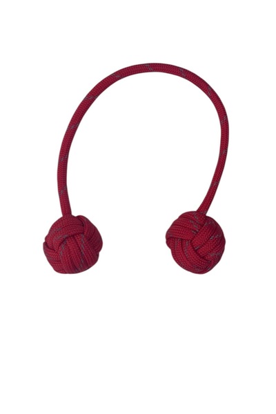 PARACORD Kırmızı Üstü Beyaz Noktalı Örgü Küre Monkey Fist Küçük Boy