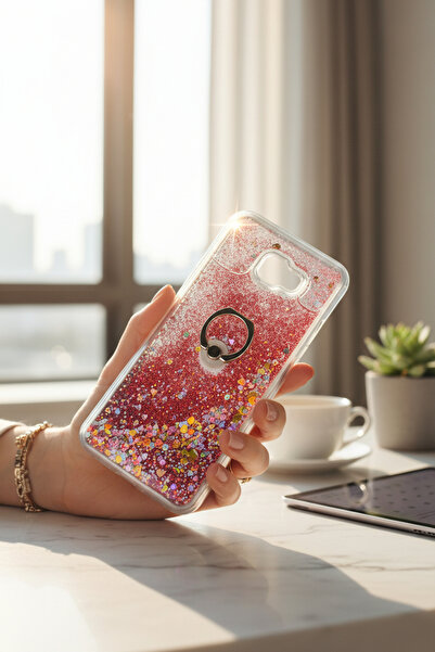 batuteknoloji Galaxy J4 Plus Sulu Simli Yüzüklü BTU Silikon Kapak