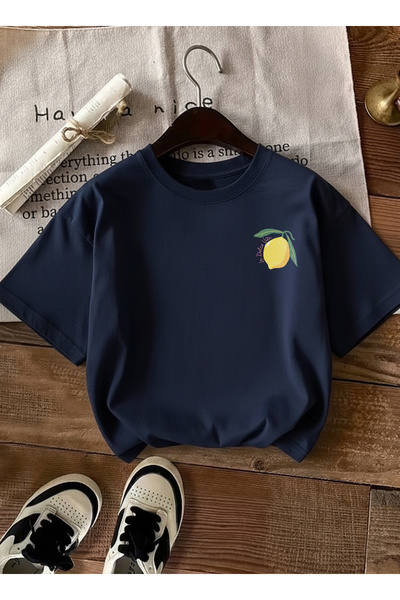 caddekombin Limoncello cu imprimeu bleumarin pentru femei, cu două fețe, tricou