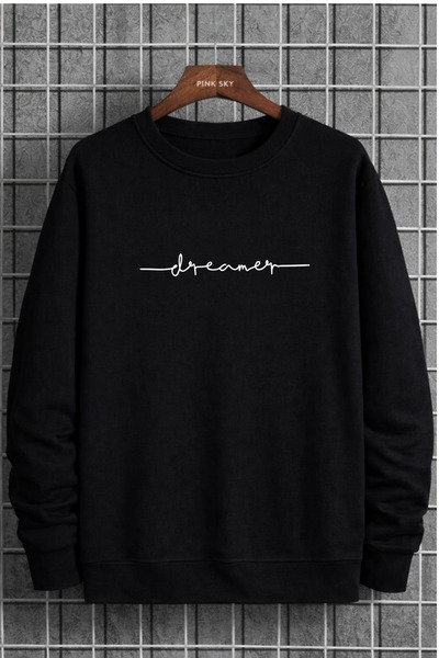 Pink Sky سويت شيرت للجنسين قصة فضفاضة قطن مطبوع سويت شيرت1 دريم
