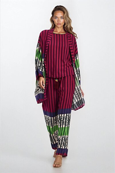 Trend Alaçatı Stili بلوزة نسائية بدون أكمام ذات رقبة دائرية باللون العنابي مع...