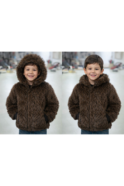 KürkZone Jachetă pentru băieți haină de blană artificială be