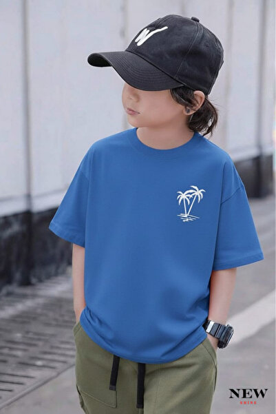 New Shine TRICOU UNISEX PENTRU COPII CU IMPRIMEU PALMIER