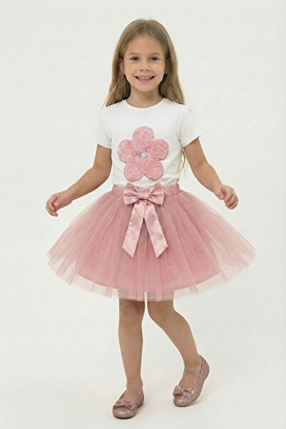 FATELLA Girl's Pink Daisy T-Shirt Pink Tutu Skirt April 23 October 29 Show Ou...