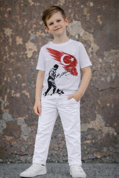Kuraff Giyim Boys' Special Day April 23 October 29 Short Sleeve Top and Botto...