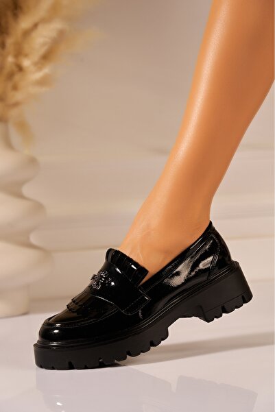 Joana Черни лакирани еко кожени мокасини Nashya3, размер 41