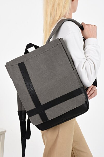 Teal Collection Canvas Shoulder Bag Postman Model Lined Multi-Pocket Laptop C...