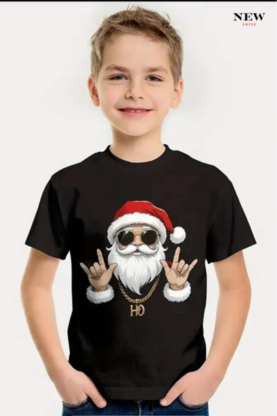 New Shine تي شيرت للأطفال مطبوع عليه سانتا كلوز للجنسين