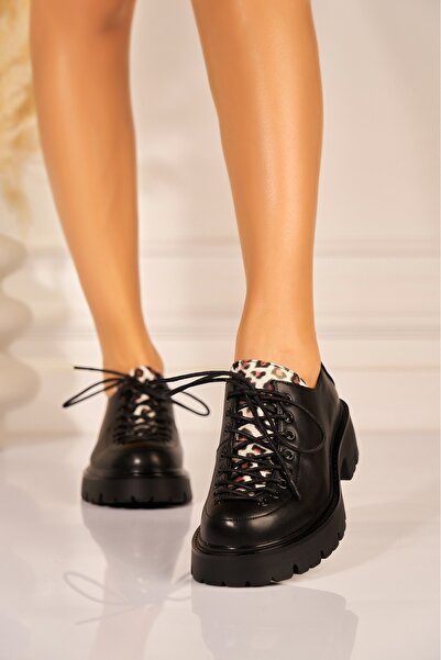 Joana Mocasini negri din piele ecologică cu platformă, mărimea 38