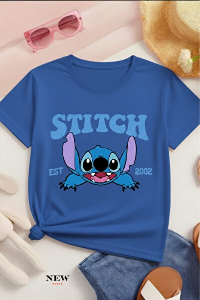 New Shine تي شيرت مطبوع عليه ستيتش للأطفال من الجنسين