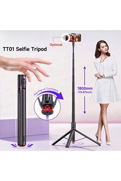 Universal TT01 Otomatik Tripod |Kumandalı Selfie Çubuğu & Telefon Tutucu |Çek...