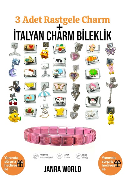 JANRA WORLD 3 قطع من السحر العشوائي + مجموعة أساور السحر الإيطالية |   مع هدي...