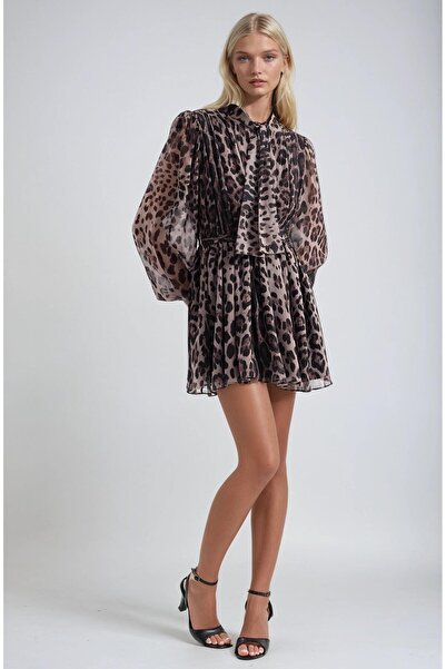 Lijuri imprimeu leopard și rochie din tul cu curea 2990
