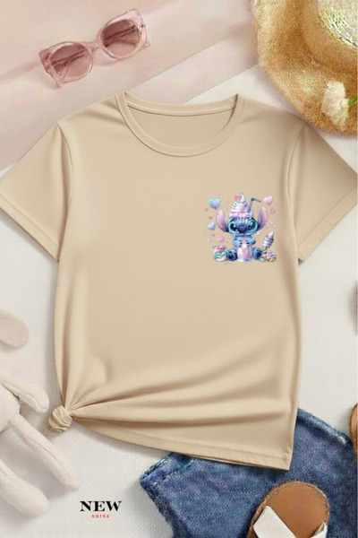 New Shine Бродирана печатна унисекс детска тениска