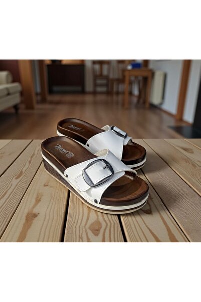 PARMİ Women's Single Buckle Wedge Heel Comfort Sole Slippers