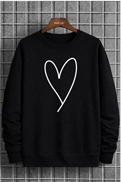 Pink Sky Hanorac unisex supradimensionat din bumbac imprimat tricou 1 HEART