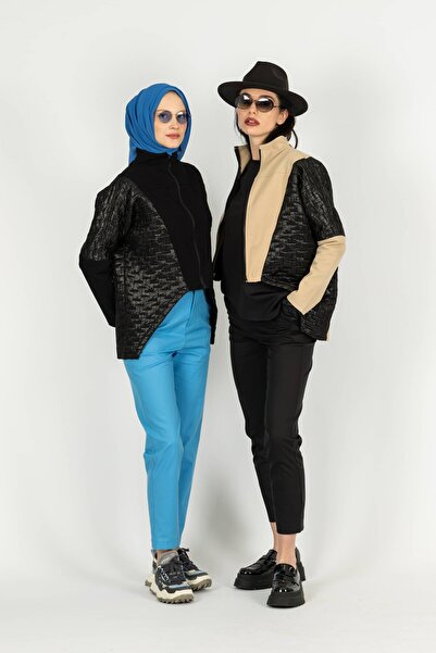 byözlemyazan Asymmetrical Quilted Detailed Zippered Jacket
