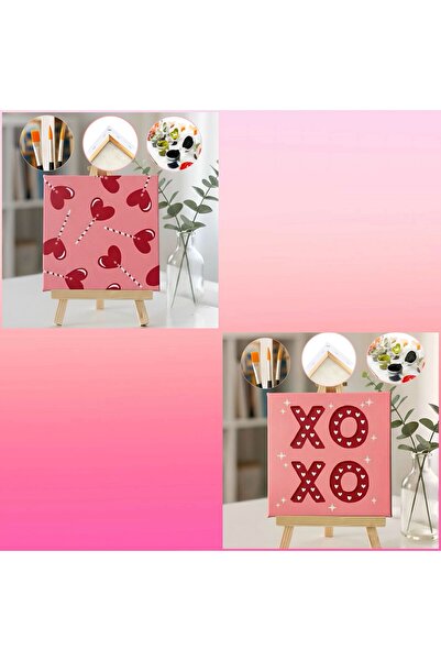 TT ART Sayılarla Boyama Seti, 2'li Set, Sevgililer Gününe Özel, 20x20cm - XOX...