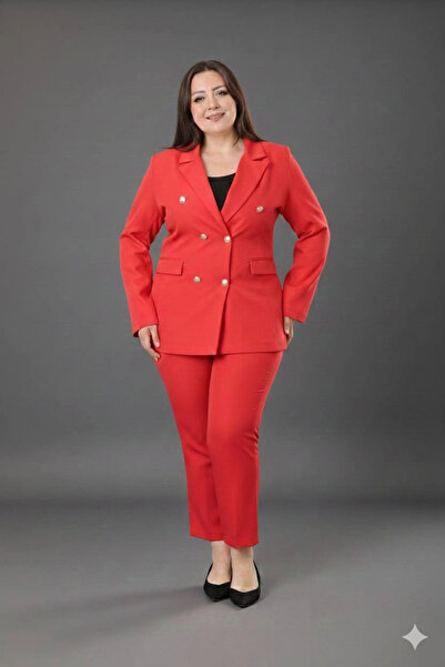 ModaSehle Kadın Dokuma Atlas Kumaş Pantolon Ceket Takım Elbise