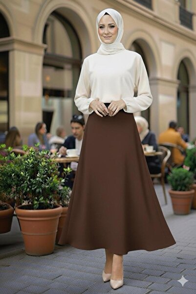 MODA UGS Bell Cut Black Scuba Flared Skirt