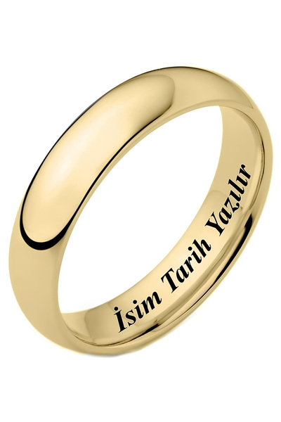 Takı Dükkanı Kişiye Özel İsim Yazılı 6mm Bombeli Parlak Erkek Kadın Çelik Aly...