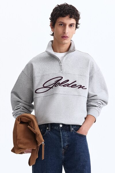 H&M Yarım Fermuarlı Sweatshirt Relaxed Fit