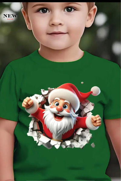 New Shine تي شيرت للأطفال مطبوع عليه سانتا كلوز للجنسين